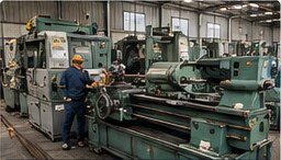 Torno industrial en un taller